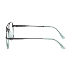 College Fashion 66101 geometric square double bridge prescription eyeglasses in blue, side profile view
