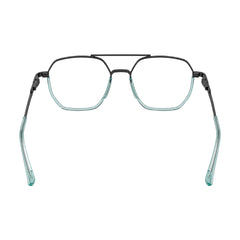 College Fashion 66101 geometric square double bridge prescription eyeglasses in blue, rear view