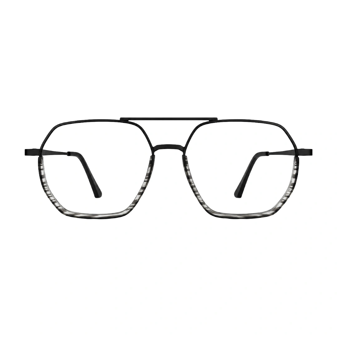 College Fashion 66101 geometric square double bridge prescription eyeglasses in gradient black, front view