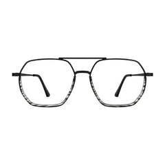 College Fashion 66101 geometric square double bridge prescription eyeglasses in gradient black, front view