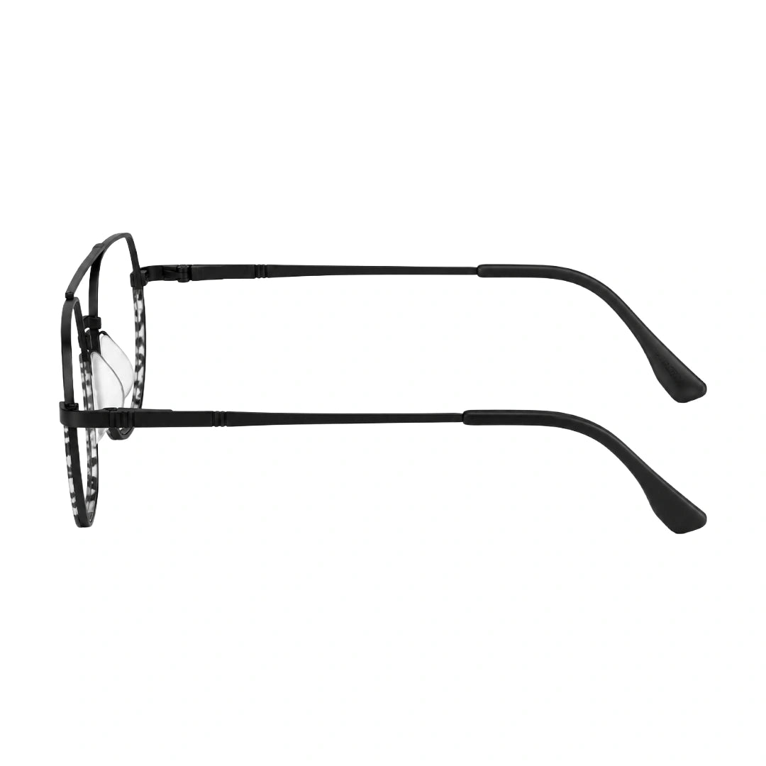 College Fashion 66101 geometric square double bridge prescription eyeglasses in gradient black, side profile view