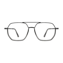College Fashion 66101 geometric square double bridge prescription eyeglasses in grey, front view