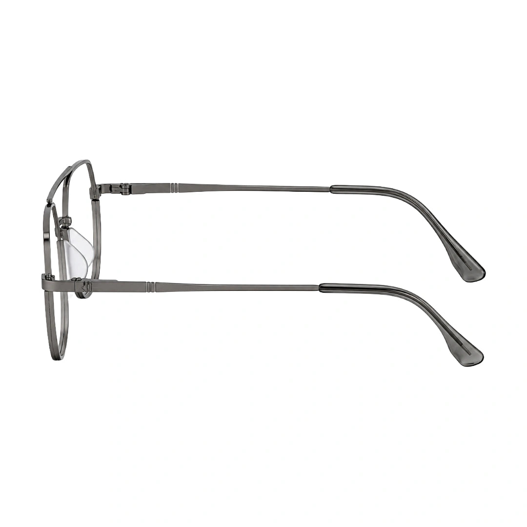 College Fashion 66101 geometric square double bridge prescription eyeglasses in grey, side profile view