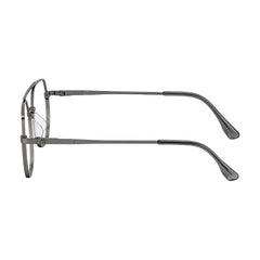 College Fashion 66101 geometric square double bridge prescription eyeglasses in grey, side profile view