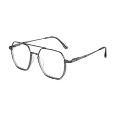 College Fashion 66101 geometric square double bridge prescription eyeglasses in grey, three-quarter angled view