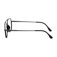 College Fashion 66101 geometric square double bridge prescription eyeglasses in gunmetal and black, side profile view