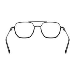 College Fashion 66101 geometric square double bridge prescription eyeglasses in gunmetal and black, rear view