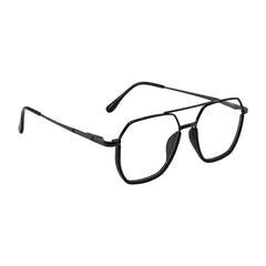 College Fashion 66101 geometric square double bridge prescription eyeglasses in gunmetal and black, angled view
