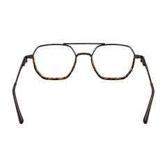 College Fashion 66101 geometric square double bridge prescription eyeglasses in tortoise shell, rear view