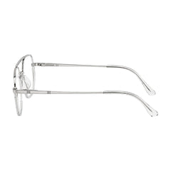 College Fashion 66101 geometric square double bridge prescription eyeglasses in transparent, side profile view