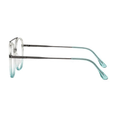 College Fashion 66102 double bridge square prescription eyeglasses in blue, side profile view