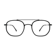 College Fashion 66102 double bridge square prescription eyeglasses in glossy black, front view