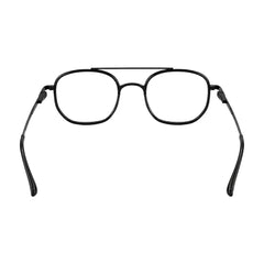 College Fashion 66102 double bridge square prescription eyeglasses in glossy black, rear view