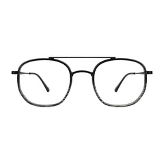 College Fashion 66102 double bridge square prescription eyeglasses in gradient black, front view