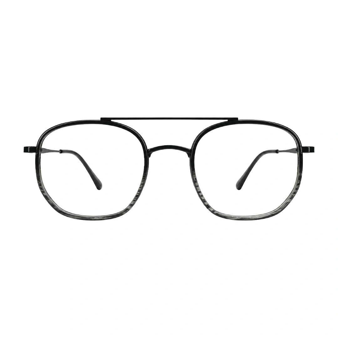 College Fashion 66102 double bridge square prescription eyeglasses in gradient black, front view