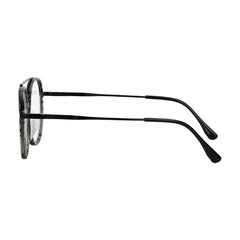College Fashion 66102 double bridge square prescription eyeglasses in gradient black, side profile view