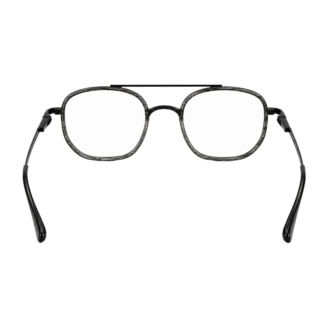 College Fashion 66102 double bridge square prescription eyeglasses in gradient black, rear view