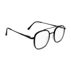 College Fashion 66102 double bridge square prescription eyeglasses in gradient black, angled view