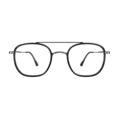 College Fashion 66102 double bridge square prescription eyeglasses in grey, front view
