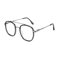 College Fashion 66102 double bridge square prescription eyeglasses in grey, three-quarter angled view