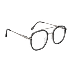 College Fashion 66102 double bridge square prescription eyeglasses in grey, angled view