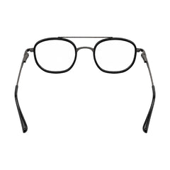 College Fashion 66102 double bridge square prescription eyeglasses in gunmetal and black, rear view
