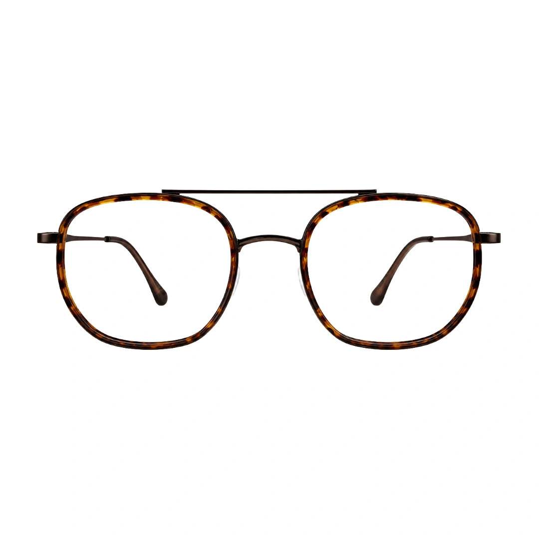 College Fashion 66102 double bridge square prescription eyeglasses in tortoise shell, front view