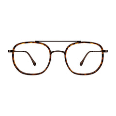 College Fashion 66102 double bridge square prescription eyeglasses in tortoise shell, front view