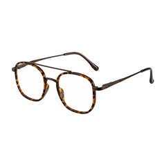 College Fashion 66102 double bridge square prescription eyeglasses in tortoise shell, three-quarter angled view