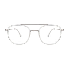College Fashion 66102 double bridge square prescription eyeglasses in transparent, front view