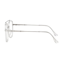 College Fashion 66102 double bridge square prescription eyeglasses in transparent, side profile view