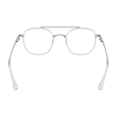 College Fashion 66102 double bridge square prescription eyeglasses in transparent, rear view