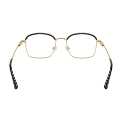 College Fashion 66104 square metal prescription eyeglasses with contrast brow bar in black and gold, rear view