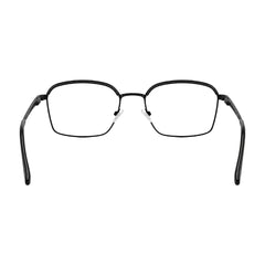 College Fashion 66104 square metal prescription eyeglasses with contrast brow bar in black, rear view