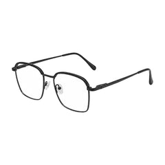 College Fashion 66104 square metal prescription eyeglasses in grey and black, three-quarter angled view
