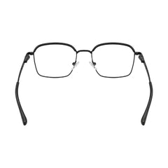 College Fashion 66104 square metal prescription eyeglasses with contrast brow bar in grey and black, rear view