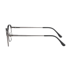 College Fashion 66104 square metal prescription eyeglasses with contrast brow bar in grey and silver, side profile view