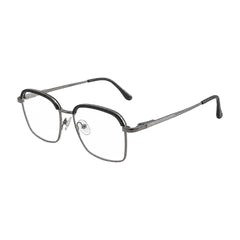 College Fashion 66104 square metal prescription eyeglasses in grey and silver, three-quarter angled view