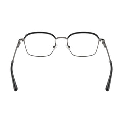 College Fashion 66104 square metal prescription eyeglasses with contrast brow bar in grey and silver, rear view