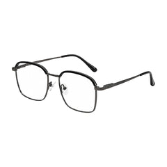 College Fashion 66104 square metal prescription eyeglasses in gunmetal and black, three-quarter angled view