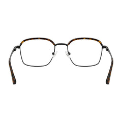College Fashion 66104 square metal prescription eyeglasses with contrast brow bar in tortoise shell, rear view