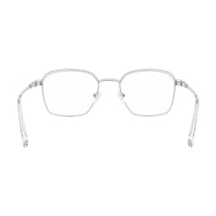 College Fashion 66104 square metal prescription eyeglasses with contrast brow bar in transparent, rear view