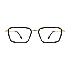 College Fashion 66105 rectangle prescription eyeglasses in black and gold, front view