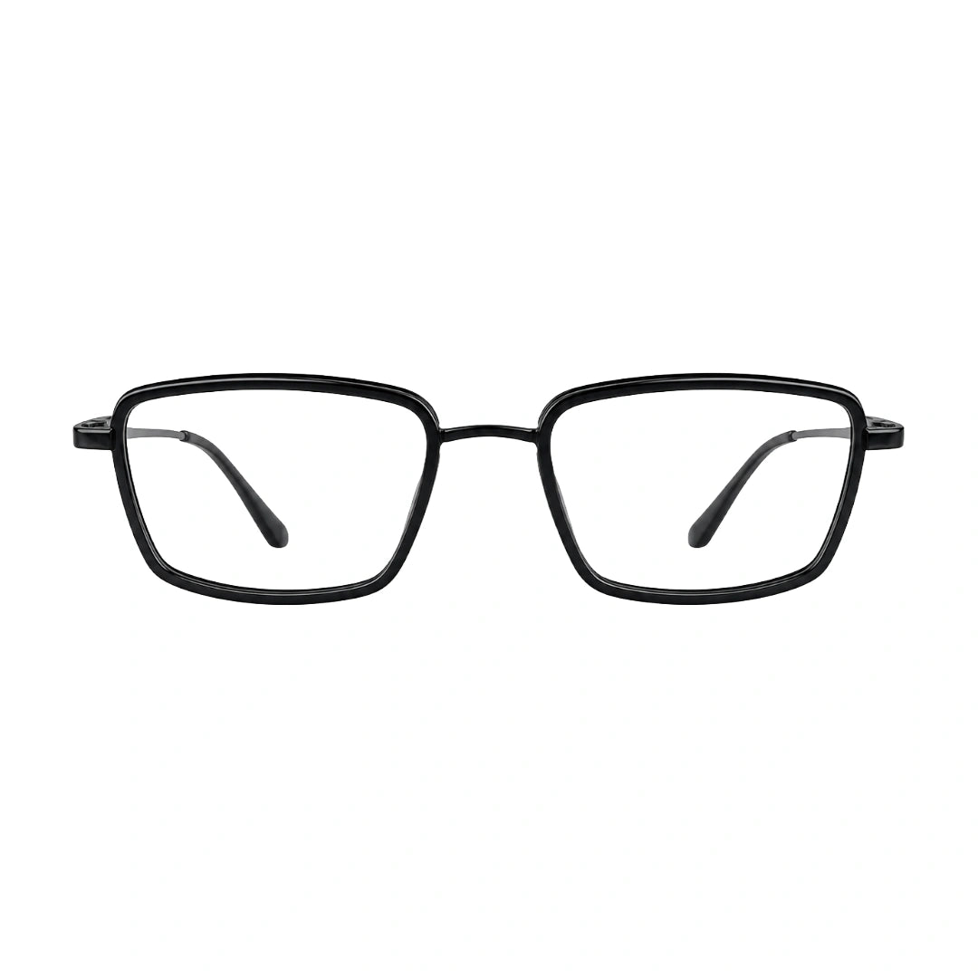 College Fashion 66105 rectangle prescription eyeglasses in glossy black, front view