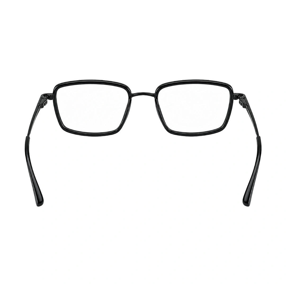 College Fashion 66105 rectangle prescription eyeglasses in glossy black, rear view