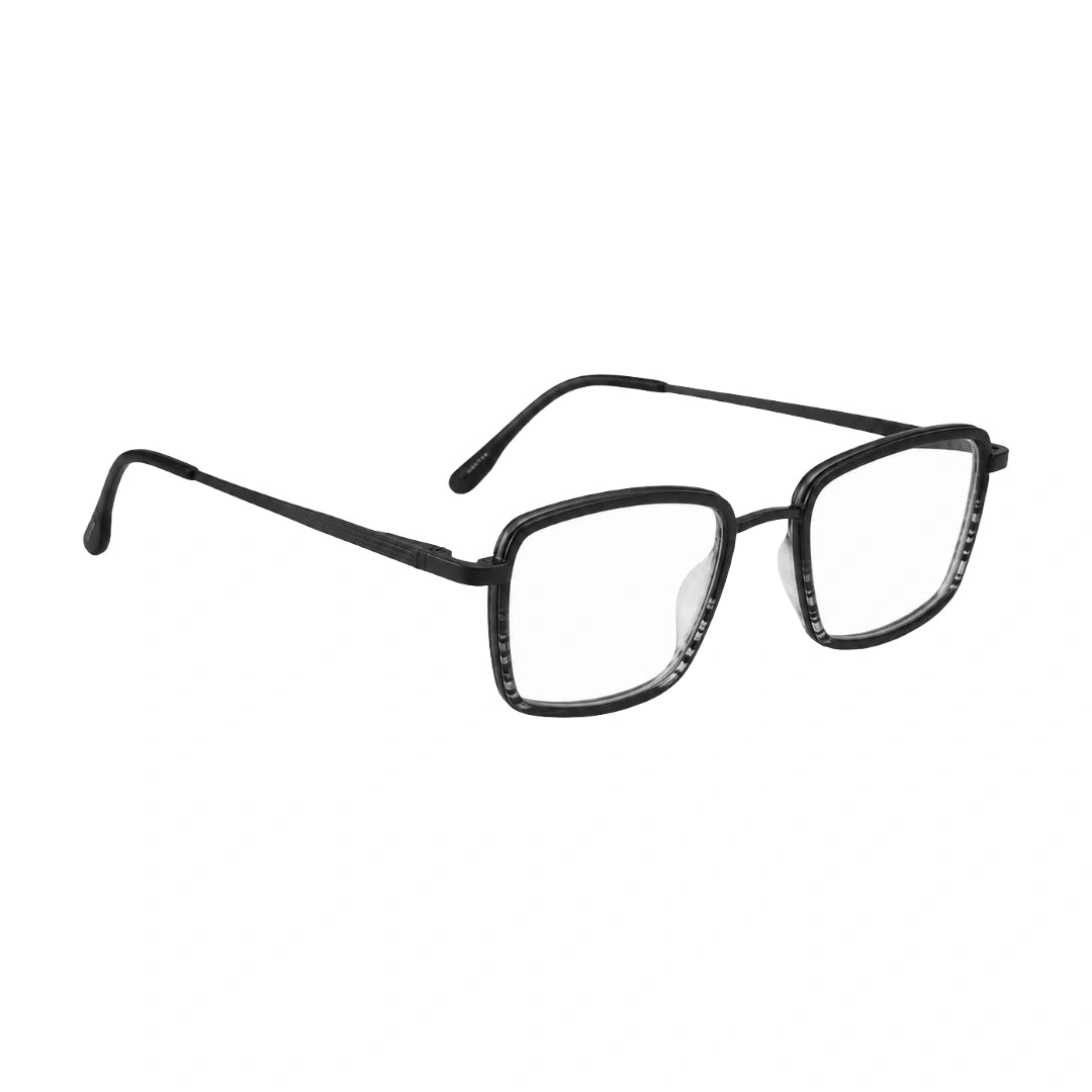 College Fashion 66105 rectangle prescription eyeglasses in gradient black, angled view