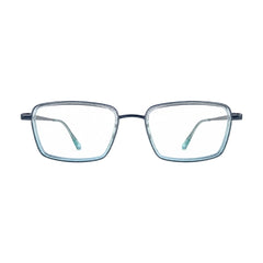 College Fashion 66105 rectangle prescription eyeglasses in grey and blue, front view