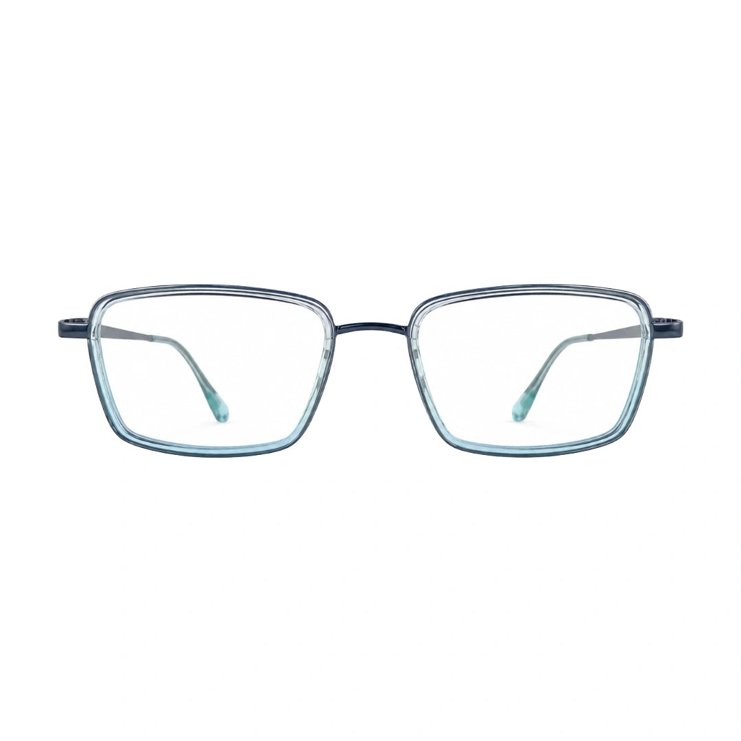 College Fashion 66105 rectangle prescription eyeglasses in grey and blue, front view