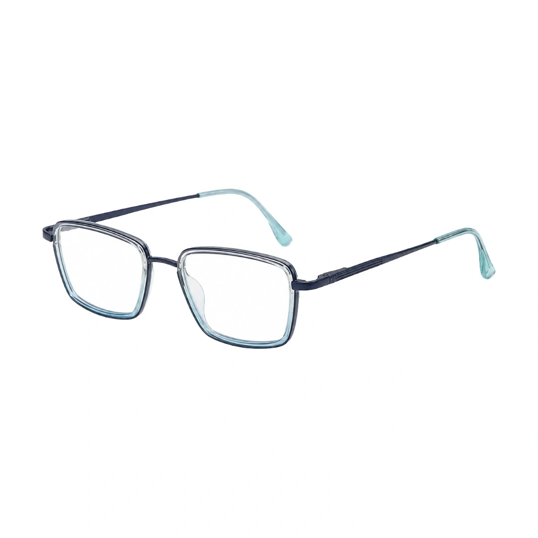 College Fashion 66105 rectangle prescription eyeglasses in grey and blue, three-quarter angled view