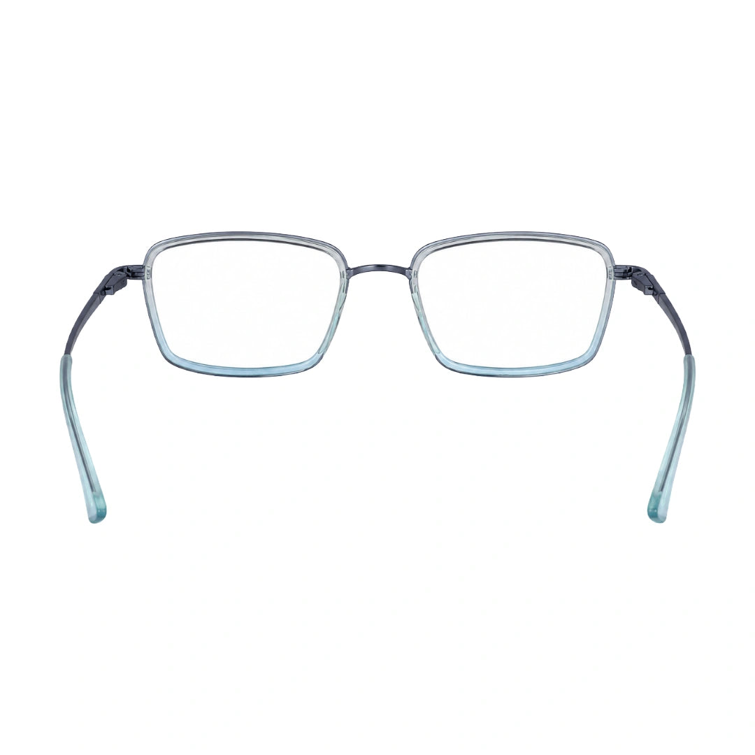 College Fashion 66105 rectangle prescription eyeglasses in grey and blue, rear view
